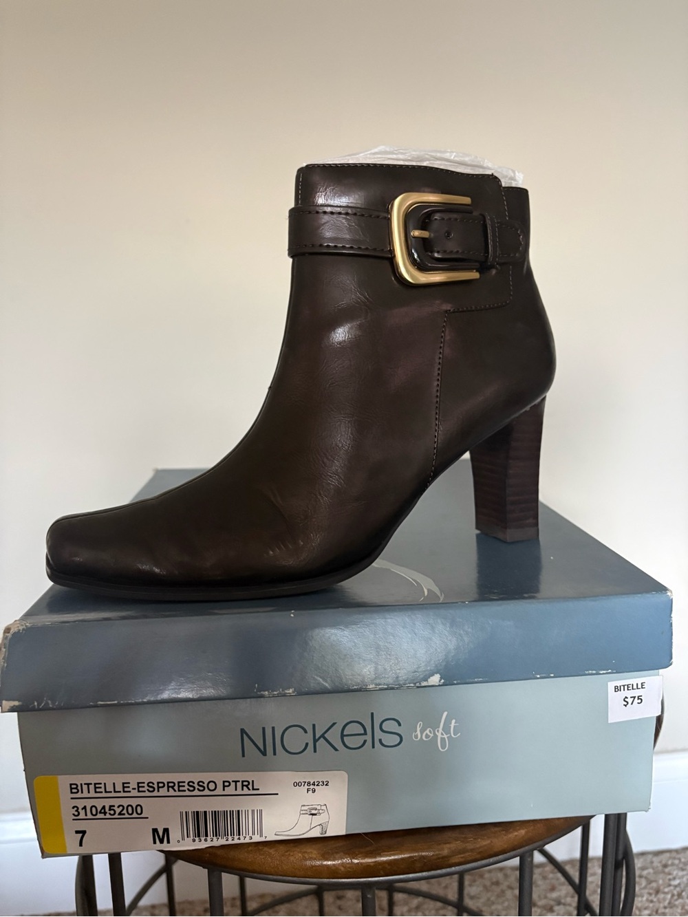 Nickels Espresso Leather Buckle Ankle Boot